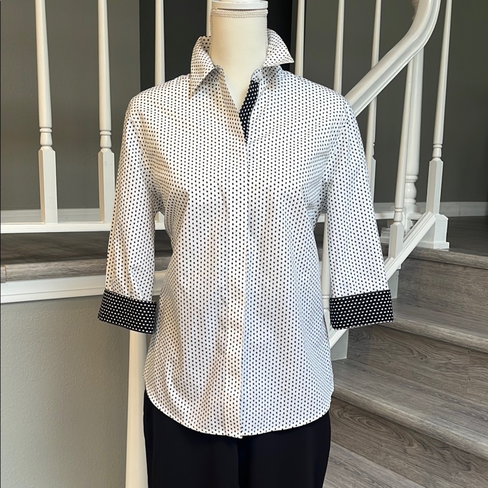Chico's Black and White Button Down Shirt